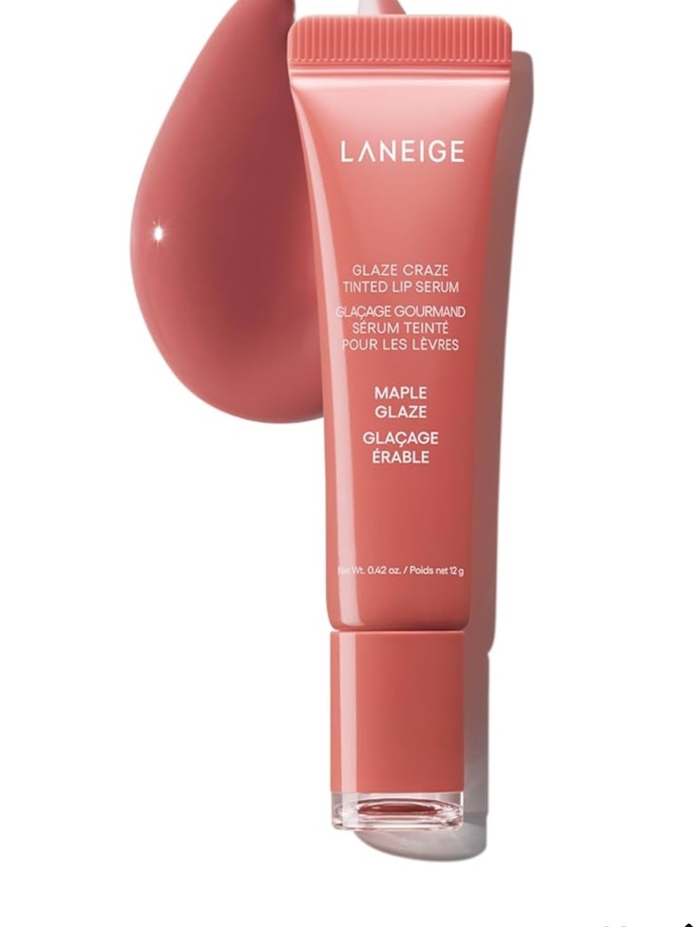 LANEIGE Glaze Craze Tinted Lip Serum: Hydrating Lip Serum, Maple Glaze, 0.42oz